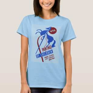 Camiseta Retro WPA Arte proyecto dibujo a mano a caballo