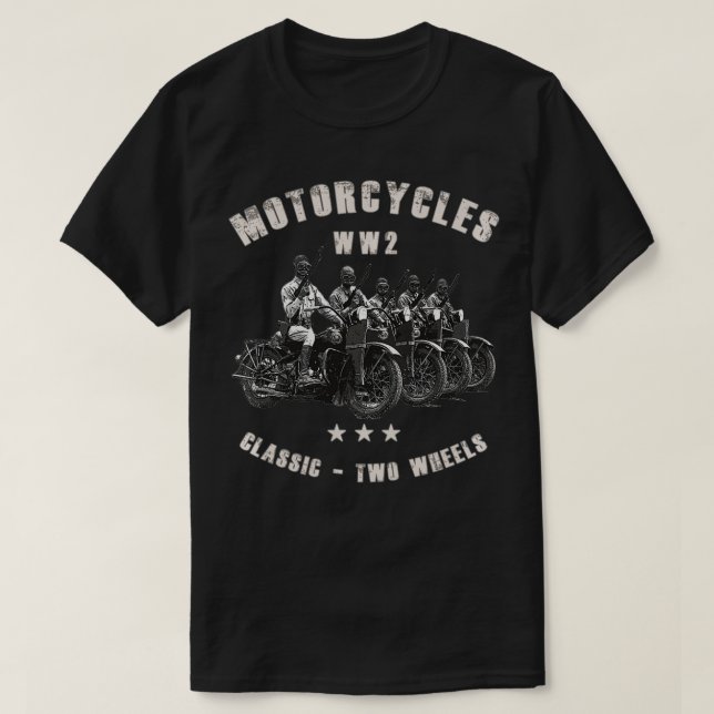 Camiseta Retro WWII Classic Motorcycle WW2  (Diseño del anverso)