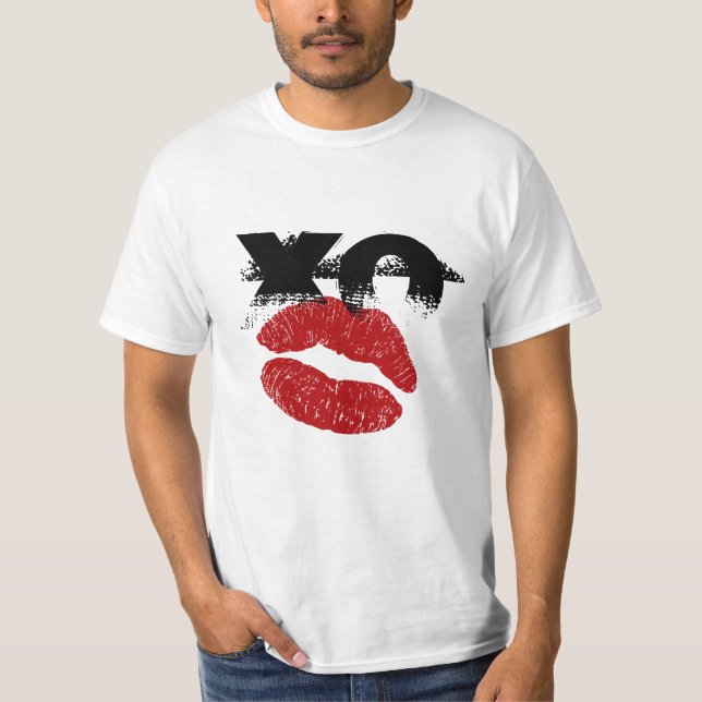 Camiseta retro XO XO kiss me / Gallinas, fiesta di (Anverso)