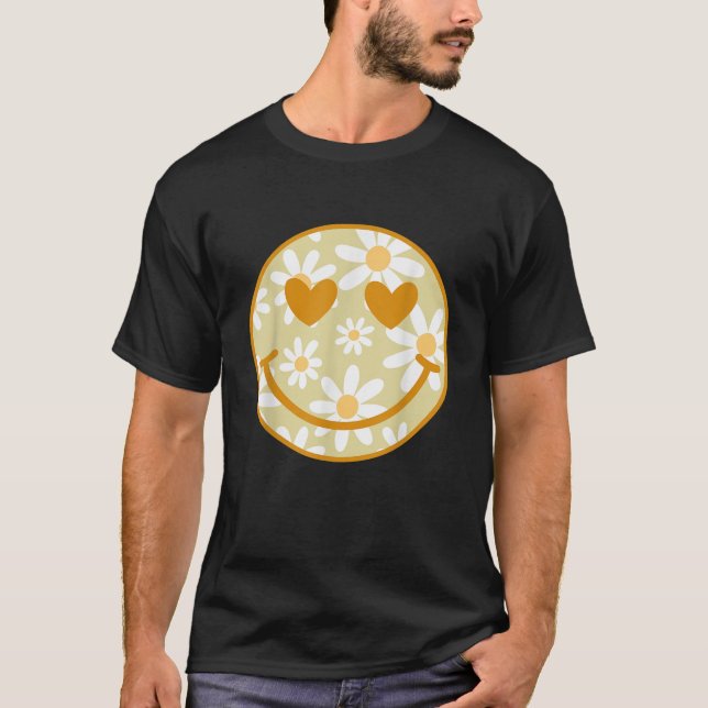 Camiseta Retro Yellow Happy Face Checkered Pattern Smile Fa (Anverso)
