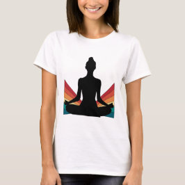 Camiseta Retro Yoga Girl Minimalist Meditation Pose Graphic