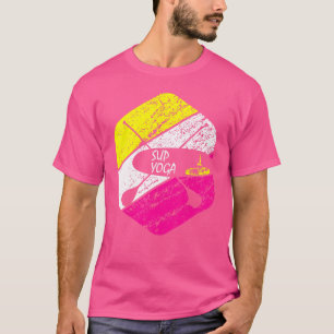 Camiseta Retro Yoga Sup Paddle Board Pose de Guerrero Virab