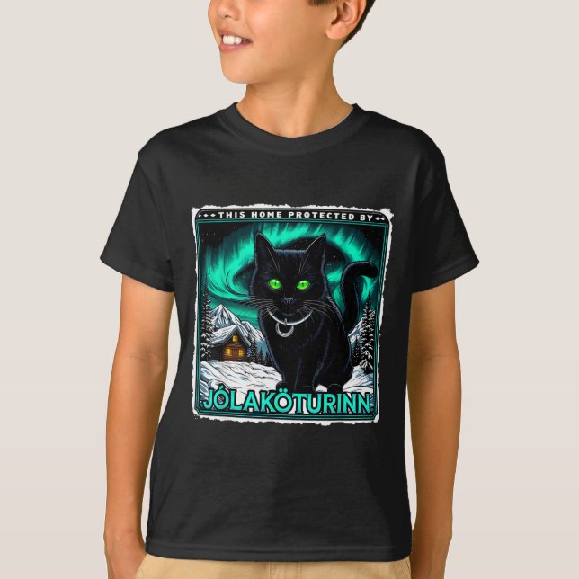 Camiseta Retro Yule Cat Icelandic This Home Protected Jólak (Anverso)