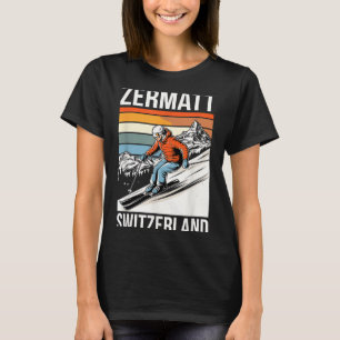 Camiseta Retro Zermatt Suiza estación de esquí diversión al