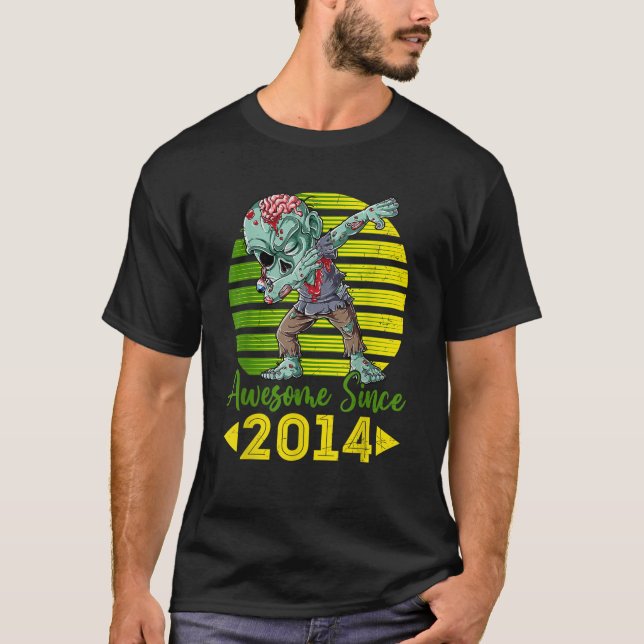 Camiseta Retro Zombie Dabbing Impresionante desde 2014 8th  (Anverso)