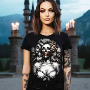 Camiseta Retro Zombie Horror Chica