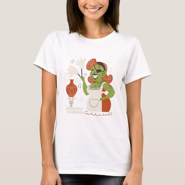 Camiseta Retro Zombie Housewife Dusting (Anverso)