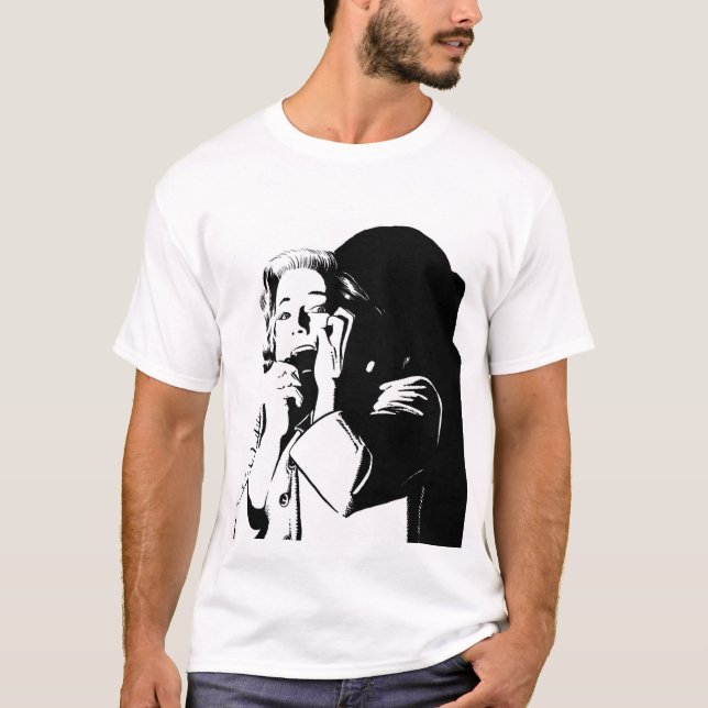 Camiseta retroceso del grito en horror (Anverso)