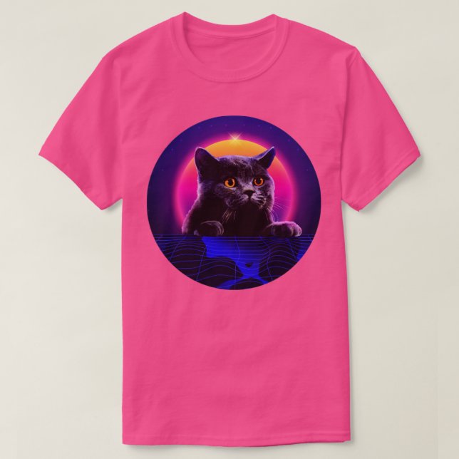Camiseta Retroonda de gato peek lindo (Diseño del anverso)