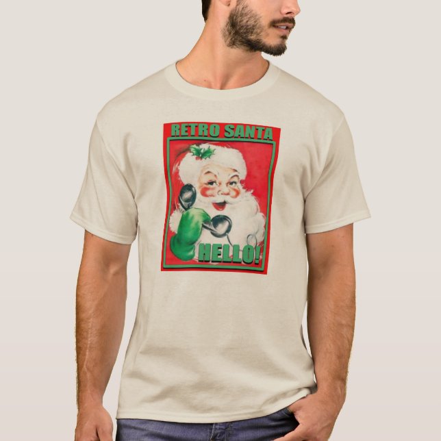 Camiseta RetroSantaHello-MensHanesNanoTee (Anverso)