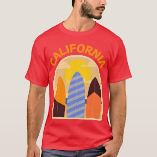 Camiseta RetroStyle California Surfboards Naranja Textos