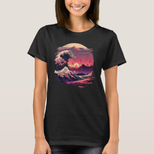 Camiseta Retrowave Great Wave off Kanagawa Ja de los años 8