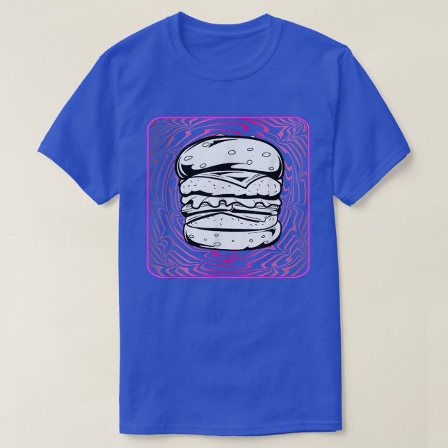Camiseta Retrowave Hamburger Cheeseburger (Diseño del anverso)