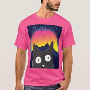Camiseta Retrowave Kawaii Cat japonés indie estética de 90 