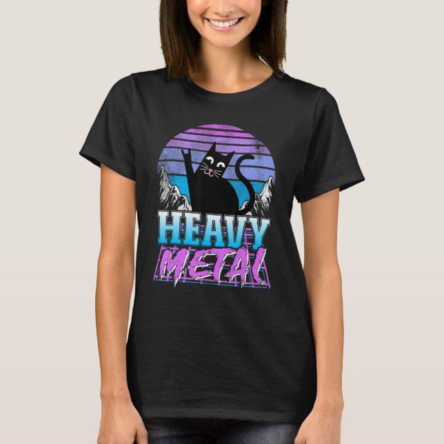 Camiseta Retrowave Pastel Gótico Cat 80 Synthwave Retro Hea (Anverso)