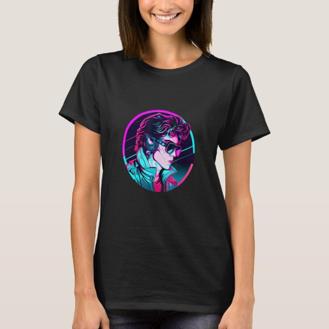 Camiseta Retrowave Synthwave 80s Character For The Eighties (Anverso)