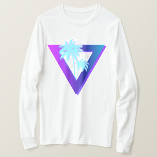 CAMISETA RETROWAVE SYNTHWAVE PALMAS TRIÁNGULO LONGSLEEVE