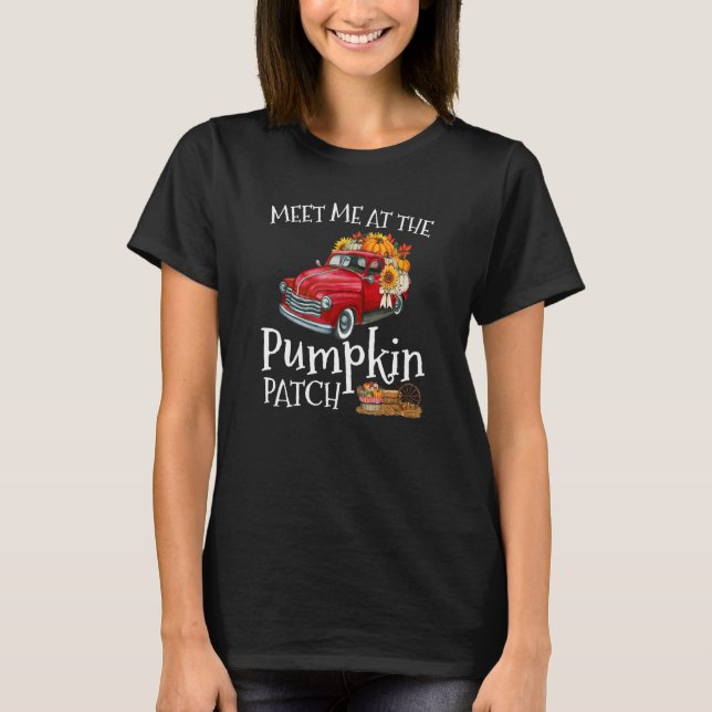 Camiseta Reúnete conmigo en el parche de calabaza otoño oto (Anverso)