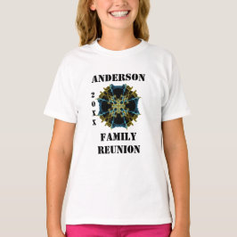 Camiseta Reunión azul de oro de Kaleidoscope única familiar