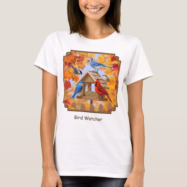 Camiseta Reunión de alimentadores de aves de otoño (Anverso)