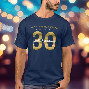 Camiseta Reunión de Clase de 30 Años Elegante Falso Oro