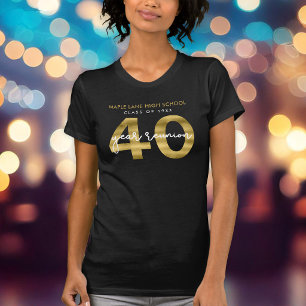 Camiseta Reunión de clase de 40 años Elegante Falso Oro