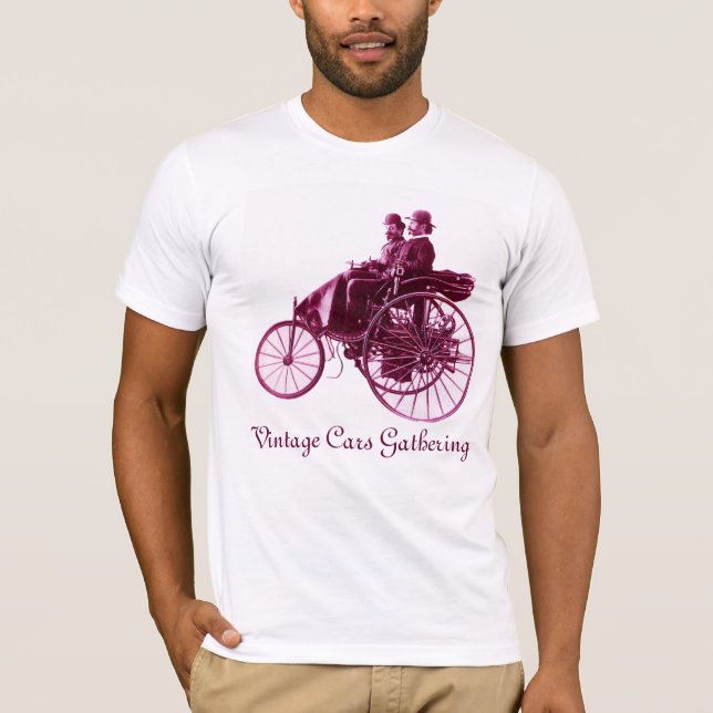 Camiseta Reunión de coches de época, blanco morado (Anverso)