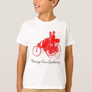 Camiseta Reunión de coches de época, blanco rojo