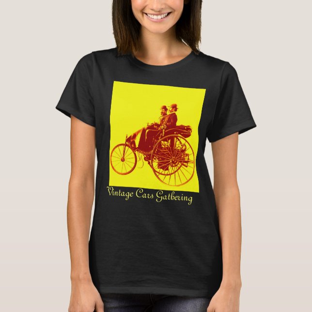 Camiseta Reunión de coches de época, marrón rojo amarillo (Anverso)