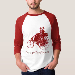Camiseta Reunión de coches de época , marrón y blanco