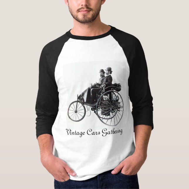 Camiseta Reunión de coches de época , negro y blanco (Anverso)