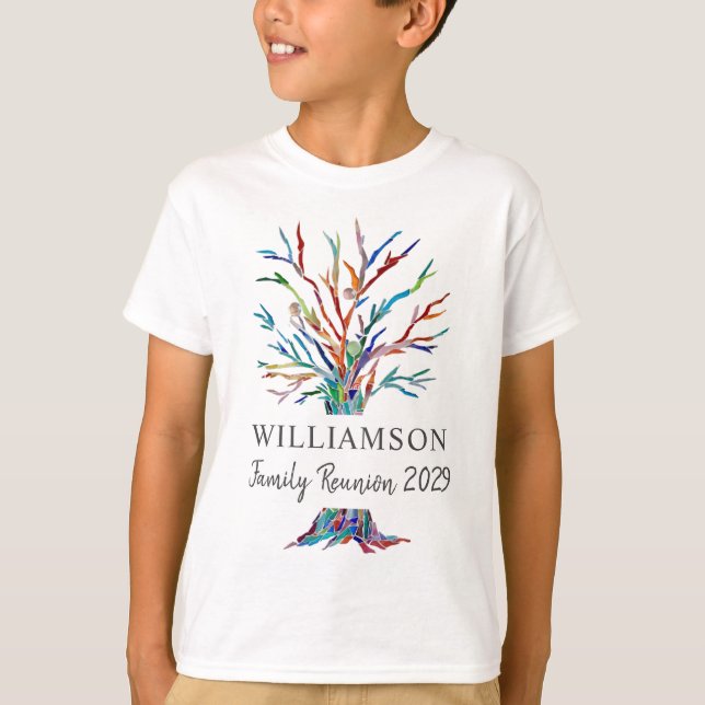 Camiseta Reunión de familia de árbol de nombres personaliza (Anverso)