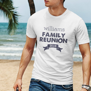 Camiseta Reunión de hombres de la marina y la familia blanc