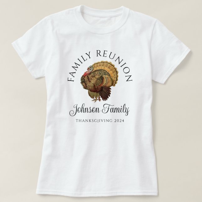 Camiseta Reunión de la familia del Día de Acción de Gracias (Diseño del anverso)