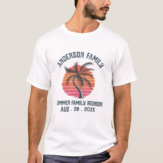 Camiseta Reunión de la familia Summer Sunset Beach Palm Tre (Anverso)