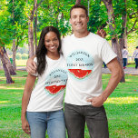 Camiseta Reunión de la familia Watermelon<br><div class="desc">¿Estás planeando una reunión familiar? Estas alegres camisetas están decoradas con sandías acuáticas y un cielo azul. Personalizable fácil para todos los miembros de su familia. Acuarela original © Michele Davies.</div>