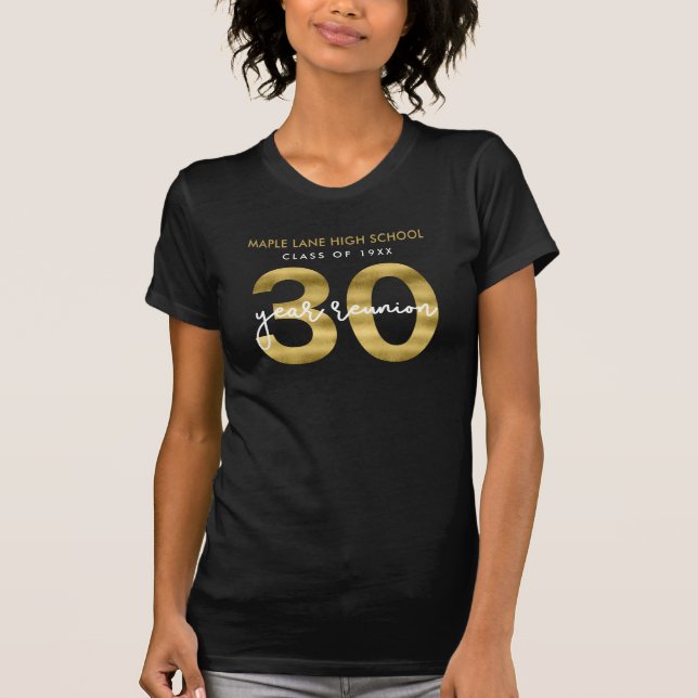 Camiseta Reunión elegante de clase Faux Gold de 30 años (Anverso)