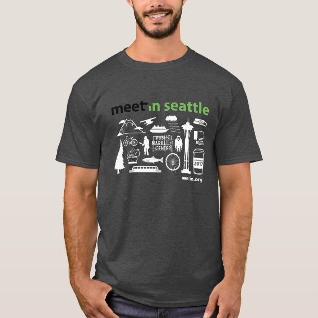 Camiseta Reunión-en Seattle 2017 iconos, fondo oscuro (Anverso)