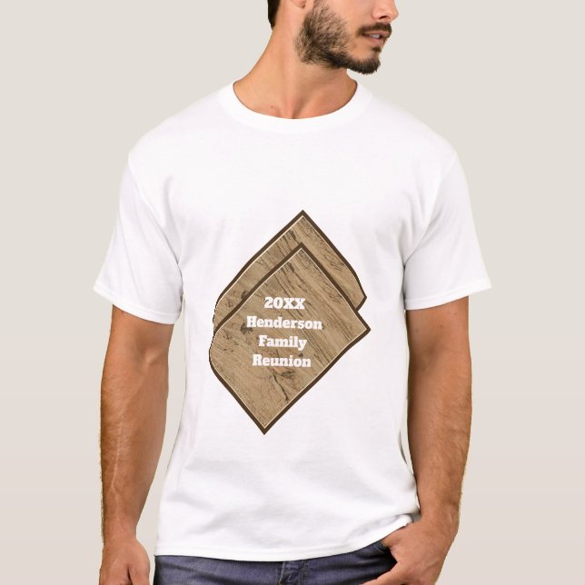 Camiseta Reunión familiar Brown Woodgrain Outdoor Event (Anverso)