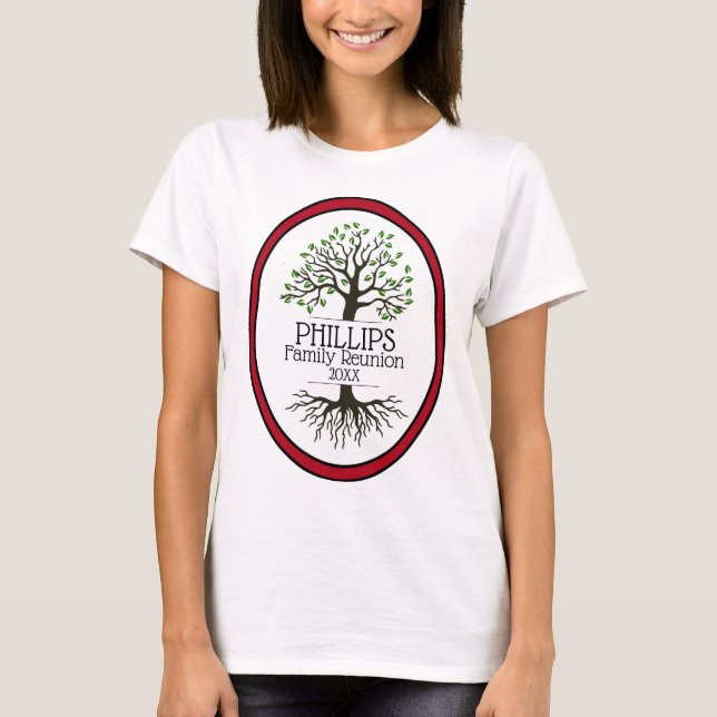 Camiseta Reunión familiar de árbol de familia roja oscura (Anverso)