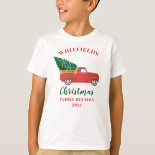 Camiseta Reunión Familiar de Navidad Camión Rojo Personaliz