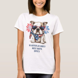 Camiseta Reunión familiar del 4 de julio del Bulldog Rojo A