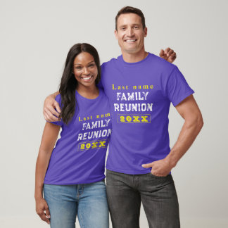 Camiseta Reunión familiar Personalizado morada, blanca y am