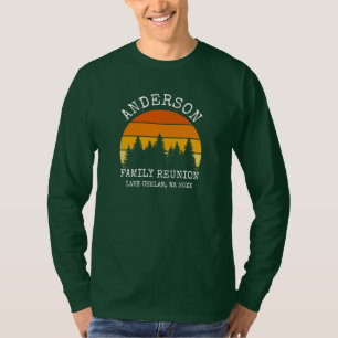 Camiseta Reunión familiar Pine Trees Sunset Green Shirt