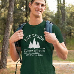 Camiseta Reunión familiar Rústica Pine Trees verde