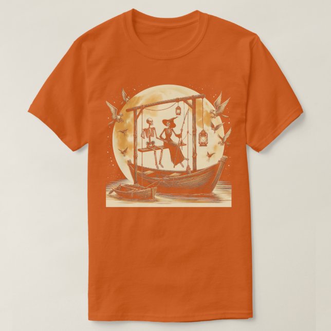 Camiseta Reunión familiar Skeleton Couple Moon 2024 (Diseño del anverso)