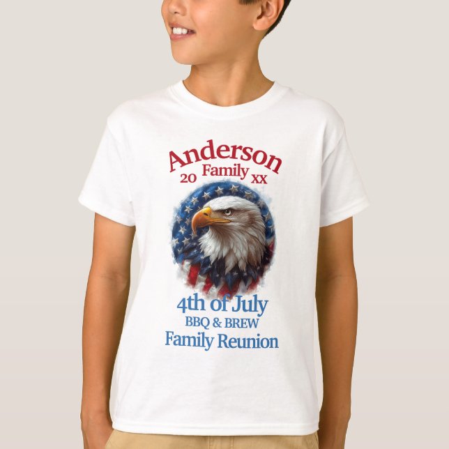 Camiseta Reunión patriótica familiar - 4 de julio barbacoa  (Anverso)