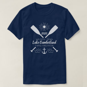 Camiseta Reunión, remos y ancla de familia del lago