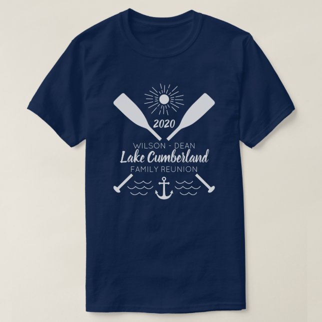 Camiseta Reunión, remos y ancla de familia del lago (Diseño del anverso)