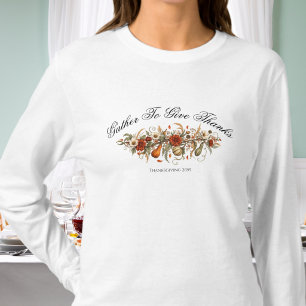 Camiseta Reunirse Para Dar Gracias Hojas De Otoño Día De Ac
